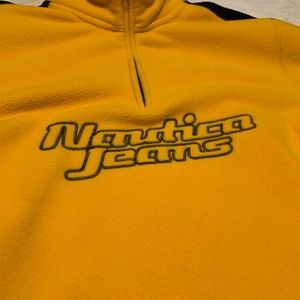 Vintage 90s Nautica Competition yellow 3/4 zip fleece rare sz xl extra large